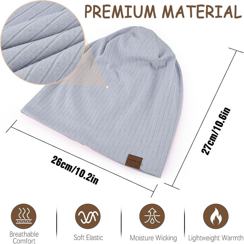 HAMUNI Slouchy Beanie for Men Women Soft Lightweight Running Beanie Hat Chemo Cap Skull Cap - Image 3